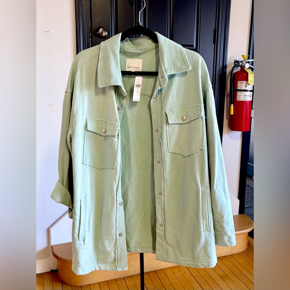 NWT - Anthropologie | Avec Les Filles – Oversized Shacket – Seafoam Green – Sz S - Picture 2 of 7